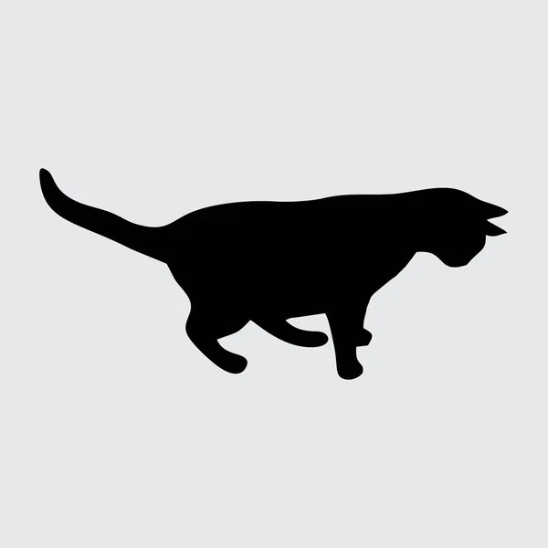 Cat Silhouet Kat Geïsoleerd Witte Achtergrond — Stockvector