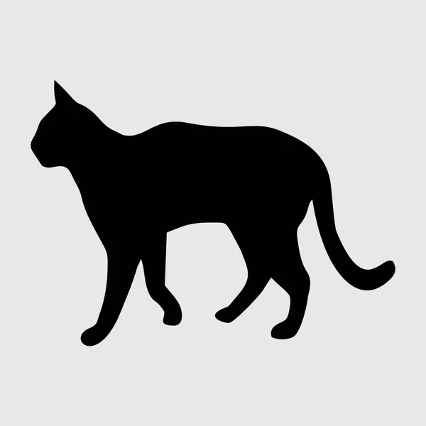 Cat Silhouette Katt Isolerad Vit Bakgrund — Stock vektor