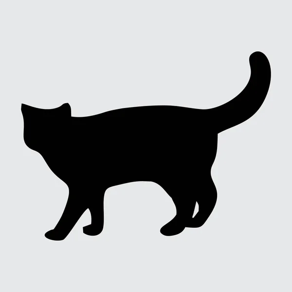 Cat Silhouet Kat Geïsoleerd Witte Achtergrond — Stockvector