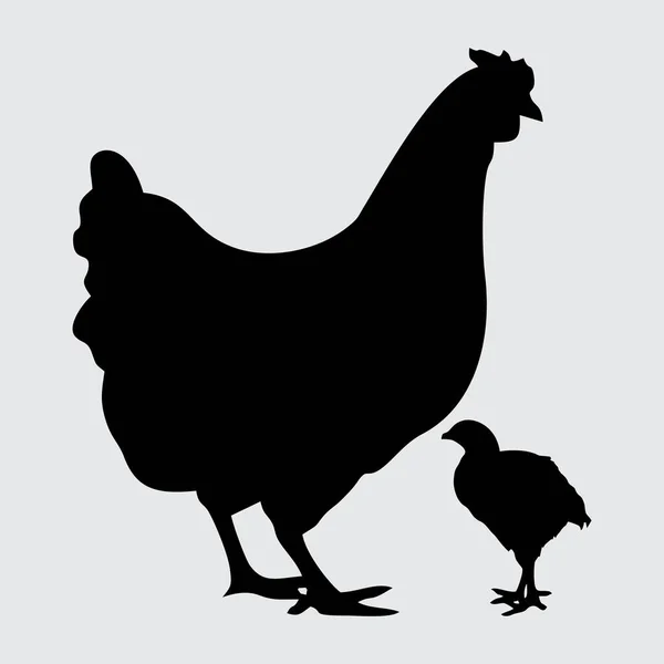 Chicken Silhouette Huhn Isoliert Auf Weißem Hintergrund Stockvektor