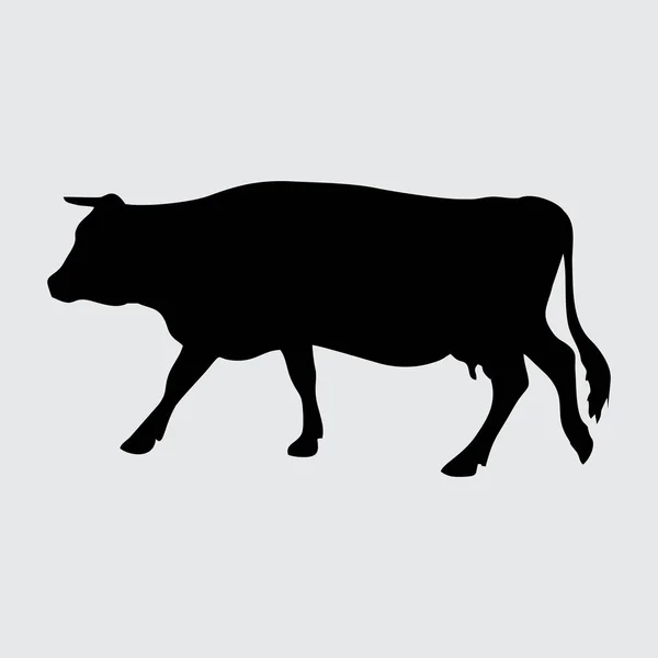 Silueta Vaca Vaca Aislada Sobre Fondo Blanco — Vector de stock