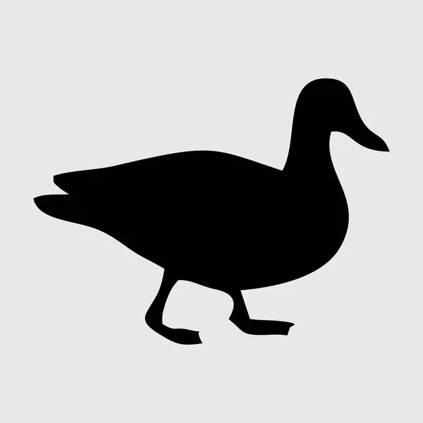 Duck Silhouette Duck Izolowane Białym Tle — Wektor stockowy