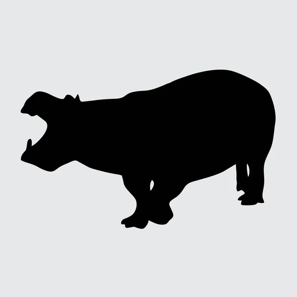 Silueta Hipopótamo Hipopótamo Aislado Sobre Fondo Blanco — Archivo Imágenes Vectoriales