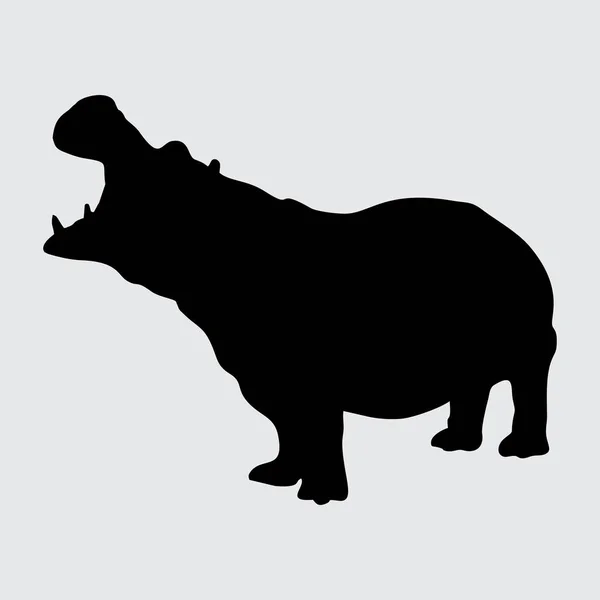Hippo Silhouette Hippo Elszigetelt Fehér Háttér — Stock Vector