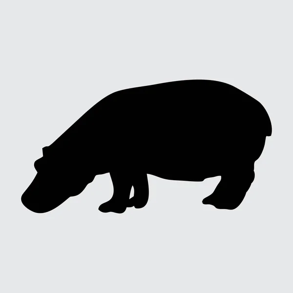 Hippo Silhouette Hippo Elszigetelt Fehér Háttér — Stock Vector