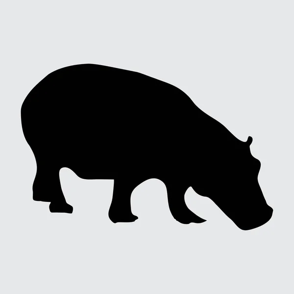 Hippo Silhouette Hippo Απομονωμένο Λευκό Φόντο — Διανυσματικό Αρχείο