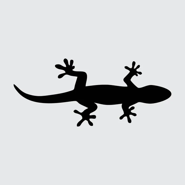 Silhouette Lézard Lézard Isolé Sur Fond Blanc — Image vectorielle