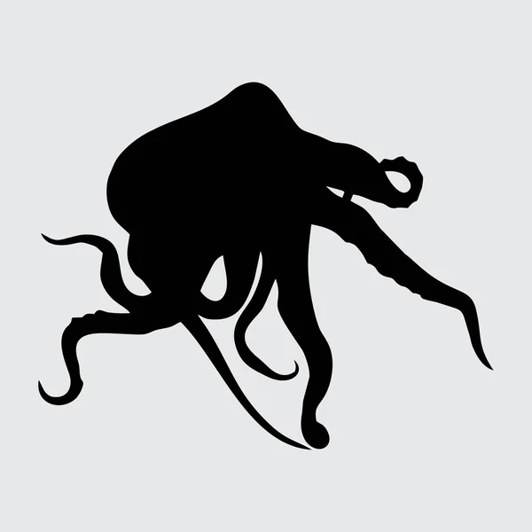 Octopus Silhouet Octopus Geïsoleerd Witte Achtergrond — Stockvector