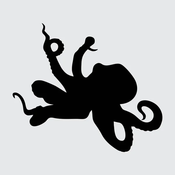 Octopus Silhouet Octopus Geïsoleerd Witte Achtergrond — Stockvector