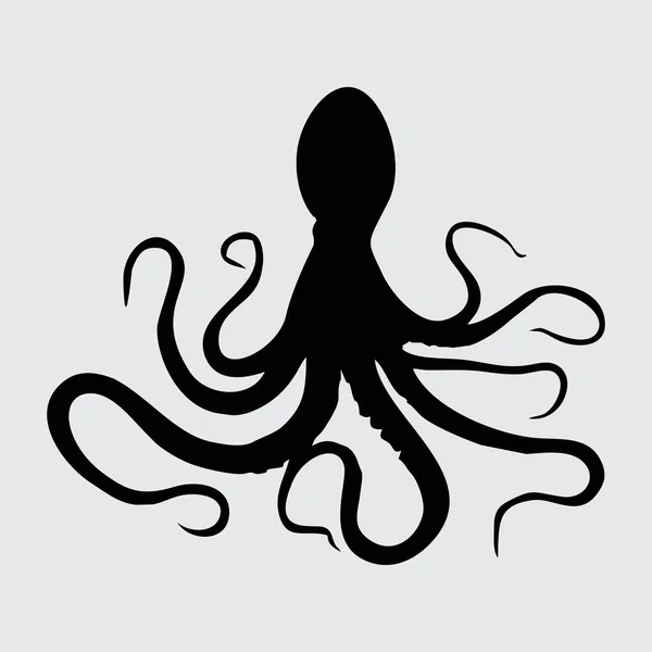 Octopus Silhouet Octopus Geïsoleerd Witte Achtergrond — Stockvector