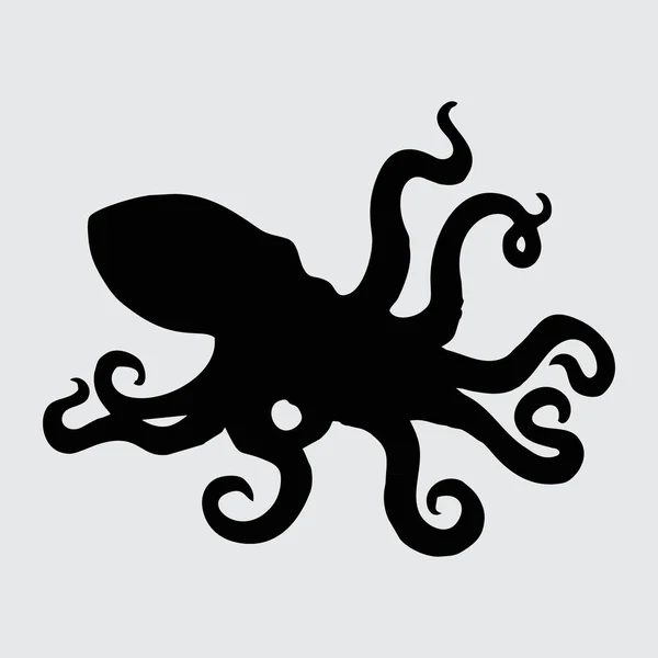 Octopus Silhouette Octopus Isolado Fundo Branco — Vetor de Stock
