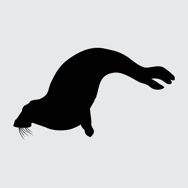 Sea Lion Silhouette Sea Lion Isolated White Background — Stock Vector