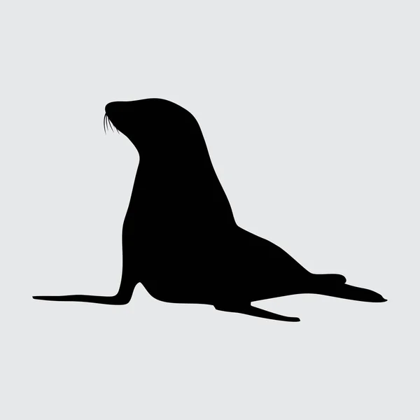 Sea Lion Silhouette Sea Lion Isolated White Background — Stock Vector