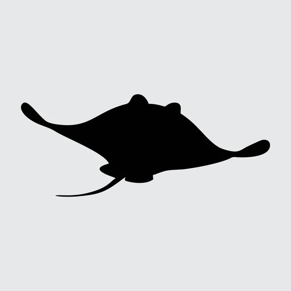 Stingray Silhouette Stingray Islated White Background — ストックベクタ