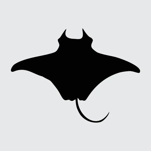 Silhouette Stingray Stingray Isolé Sur Fond Blanc — Image vectorielle