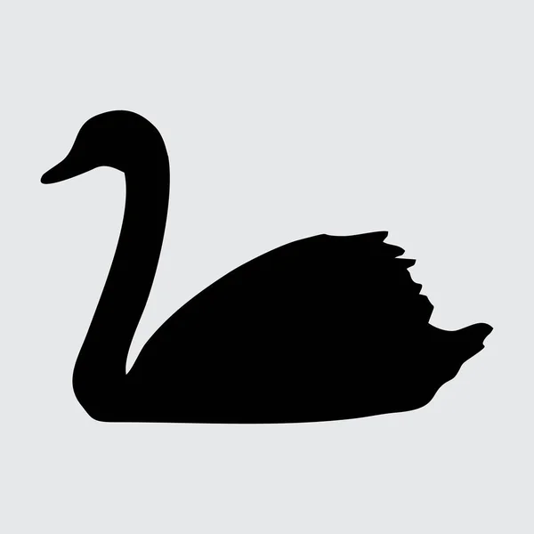 Swan Silhouette Swan Terisolasi Latar Belakang Putih - Stok Vektor