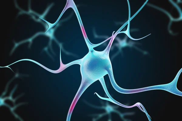 Neuronen in de hersenen met diepte van veld effect. — Stockfoto