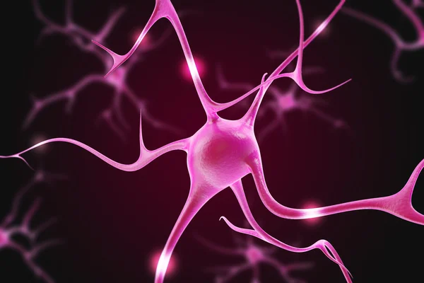 Ilustração de neurônios no cérebro em um fundo roxo . — Fotografia de Stock