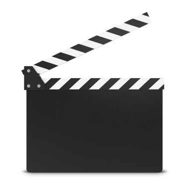 film alkış tahtası beyaz arkaplanda izole edildi.