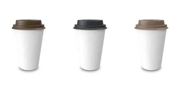 Collection, group, set, take-out coffee with cup holder. Isolated on a white background. — Stock Photo, Image