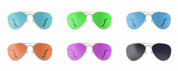 Solbeskyttelsessolbriller - realistiske ikoner på hvit bakgrunn . – stockfoto