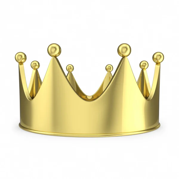 Gold crown med glöd isolerade på vit bakgrund. 3D illustration — Stockfoto