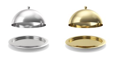 Açılan cloche beyaz arka plan üzerinde ayarlayın. 3D çizim