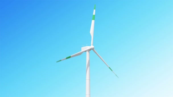 원활한 하늘 bacground에 바람 터빈의 3d 애니메이션 반복. — 비디오