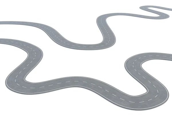 Side winding roads with white markings. 3d illustration — Stock Photo, Image