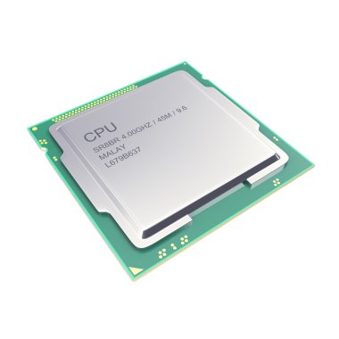Merkezi işlemci birimi, Cpu beyaz izole. 3d illüstrasyon
