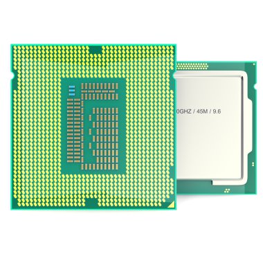 Modern multicore Cpu beyaz arka plan üzerinde izole. 3d illüstrasyon