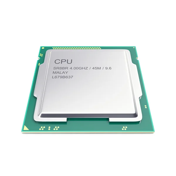 Centrale processoreenheid, CPU geïsoleerd op wit. 3D-illustratie — Stockfoto