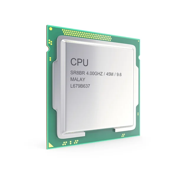 Unidad central del procesador, CPU aislada en blanco. ilustración 3d —  Fotos de Stock