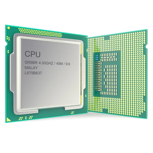 Moderne multicore CPU geïsoleerd op witte achtergrond. 3D-illustratie — Stockfoto