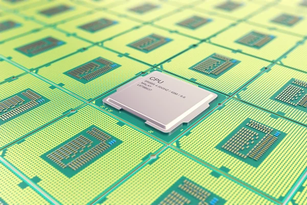 Procesadores de computadora central moderna CPU, visión de primer plano del concepto de la industria con profundidad de efecto de campo . —  Fotos de Stock