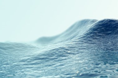 Deniz, okyanus dalgası odak efektleri ile yakın. 3d illüstrasyon