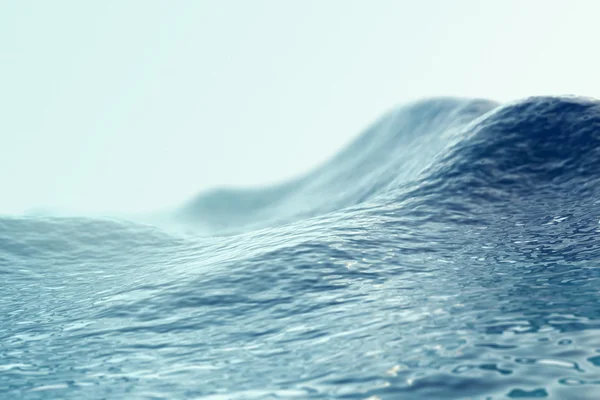 Θάλασσα, ωκεάνιο κύμα κοντά με εφέ εστίασης. εικονογράφηση 3D — Φωτογραφία Αρχείου