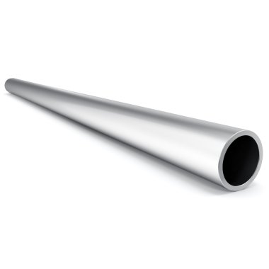 Beyaz arka plan üzerinde izole metal boru. 3D çizim