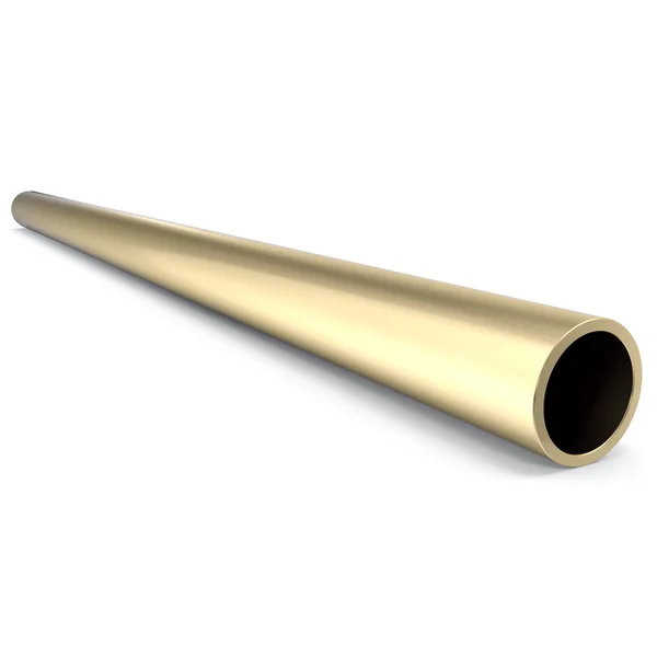 Tubo metallico isolato su fondo bianco. Illustrazione 3d — Foto Stock