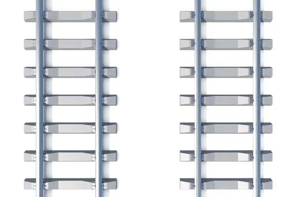 铁路在白色背景上的水平顶视图。3d 图 — 图库照片