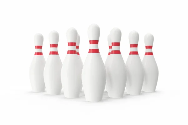 Spille da bowling su sfondo bianco. Illustrazione 3d — Foto Stock