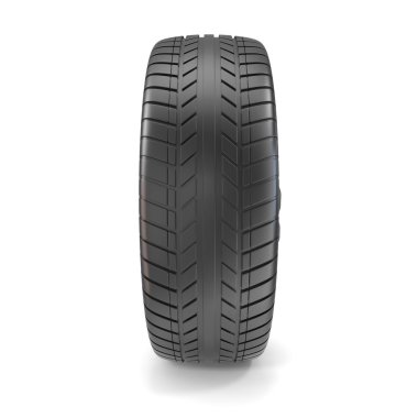 Otomobil lastiği gölge beyaz zemin üzerine izole. 3D çizim