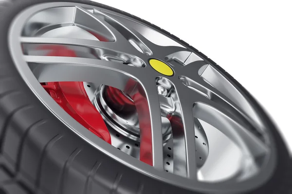 Автомобільне колесо крупним планом з ефектом фокусування. 3d ілюстрація — стокове фото