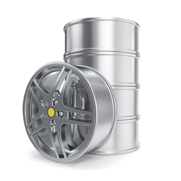 Stack bil legering Rim isolerad på vit bakgrund. 3D illustration — Stockfoto