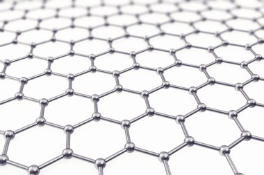 Grafin atomik yapısı, Nanoteknoloji arka plan. 3D çizim