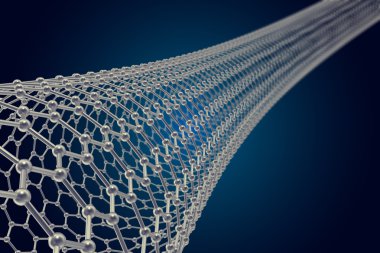 Nanoteknoloji grafen tüp yapısı. 3D çizim