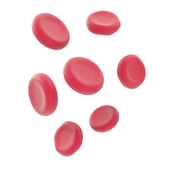 Červené krvinky izolovaných na bílém pozadí. 3D obrázek — Stock fotografie