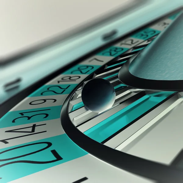 Playing casino roulette, concept casino gambling, wheel of fortune. Depth of field in the ball. 3d illustration