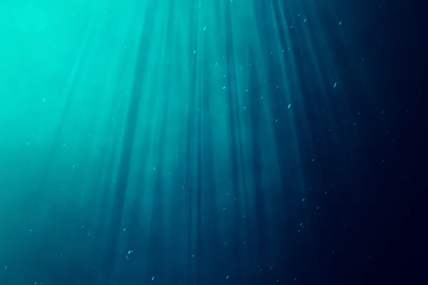 Podvodní moře, oceán s paprsky světla. 3D obrázek — Stock fotografie