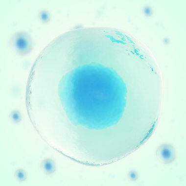 Blue cell human in centre, medicine scientific background. 3d illustration clipart